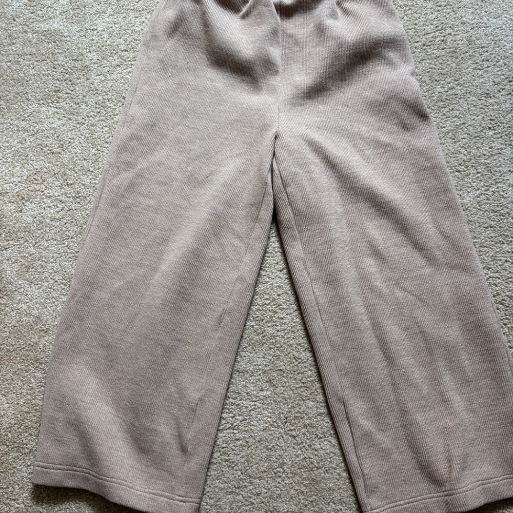 Beige Knit Lounge Set – Hoodie + Wide Leg Pants (Petite Hem) - Picture 4 of 6